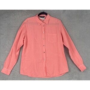Weekend Max Mara Womens Linen Button Down Shirt Coral Pink Made in Italy Large